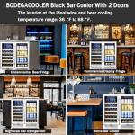 BODEGA ‎UL-JC-170DR 30 Inch Wine and Beverage Refrigerator, Dual Zone Wine Cooler, with Digital Touch Control and 2 Safety Locks,Soft LED Light Hold 31 Bottles and 92 Cans, Built-In or Freestanding
