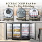BODEGACOOLER Back Bar Cooler With 2 Glass Doors,Under Counter Back Bar Refrigerator 7.4Cu.Ft,Back Bar Fridge with LED Lighting for Display Beverage,Commercial Bar Cooler for Beer,Soda Drinks,Wine