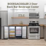 BODEGACOOLER Back Bar Cooler With 2 Glass Doors,Under Counter Back Bar Refrigerator 7.4Cu.Ft,Back Bar Fridge with LED Lighting for Display Beverage,Commercial Bar Cooler for Beer,Soda Drinks,Wine