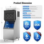 Coolski IM450 Commercial Ice Maker Machine 450LBS/24H, 22'' Wide Ice Machine with 300LBS Large Storage Bin, Clear Ice Cubes Air Cooled Stainless Steel Ice Maker for Restaurant/Bar/Cafe/Business