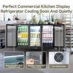 BODEGACOOLER ‎LG-330HA Back Bar Cooler With 3 Glass Doors,Counter Height Beverage Refrigerator,11.4Cu.Ft Commercial Display Bar Fridge with LED Lighting,21 inch Beverage Cooler for Beer,Soda Drinks,Wine