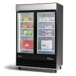 Peak Cold Double Door Upright Commercial Display Freezer - Large Capacity Glass Door Merchandiser Freezer; 45 CU Ft.