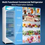 BODEGACOOLER ‎SS-P360WD-WT Commercial Merchandiser Refrigerator Beverage Display Refrigerator,12.5 Cu.Ft Display Refrigerator,LED Light Drink Bar Cooler with Adjustable Shelves,Glass Door Beverage Cooler,White