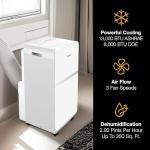 Whirlpool WHAP131BWC 8,000 BTU Portable Air Conditioner for Home with Dehumidifier, A/C Portable Air Conditioner for Apartment and Bedroom, 115V, AC for Small Rooms up to 350 Square Feet with Remote in White