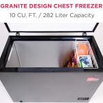 Frigidaire EFRF10136COM Chest Deep Freezer, 10 Cu. Ft. Capacity, Granita Rugged Design-Adjustable Thermostat-Removable Vinyl Coated Wire Basket-Easy Defrost Drain