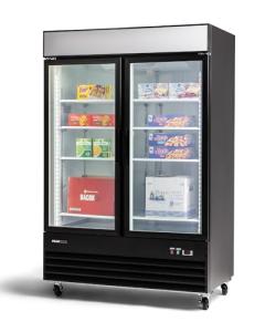 Peak Cold Double Door Upright Commercial Display Freezer - Large Capacity Glass Door Merchandiser Freezer; 45 CU Ft.