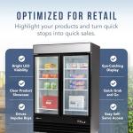 Peak Cold Double Door Upright Commercial Display Freezer - Large Capacity Glass Door Merchandiser Freezer; 45 CU Ft.