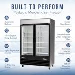 Peak Cold Double Door Upright Commercial Display Freezer - Large Capacity Glass Door Merchandiser Freezer; 45 CU Ft.