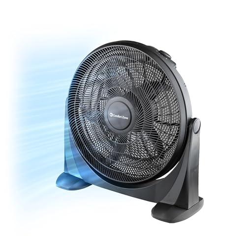 Comfort Zone MTACF20 High Velocity Floor Fan with 180 Degree Adjustable Tilt, 20 inch, 3 Speed, Ideal for Home, Bedroom, & Office