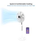 Comfort Zone CZST180SWS Smart WiFi Oscillating Stand Fan, 18 inch, 3 Speed, Wall-Mountable, Voice Control, Full-Function Timer, Adjustable Stand up to 53 inches, Tri-Curve Technology to Reduce Noise