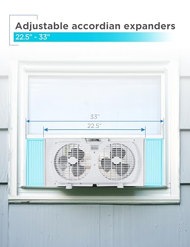 BLACK+DECKER BFW9M 9" Dual Window Fan for Window Screen with 2 Speed Settings, Twin Window Fan with Mechanical Controls and Removable Legs, Horizontal Cooling Fan for Window