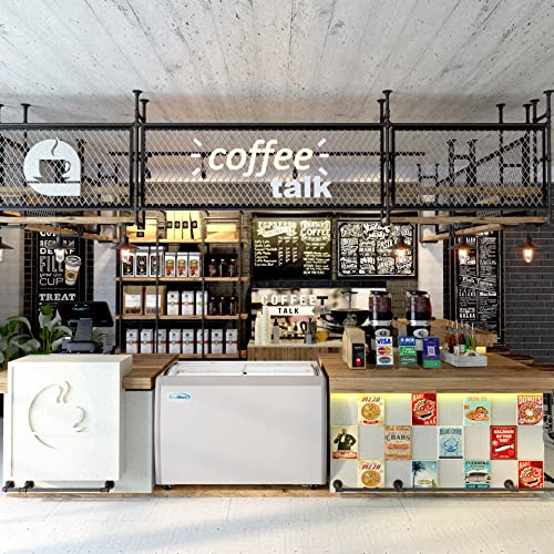 Koolmore KM-ICD-49SD 49 inch Commercial Ice Cream Dipping Cabinet Display Case, 8 Large Displayed Tubs, 6 Storing Tube, Sliding Glass Door, Rolling Wheels and Lockable Breaks [13 Cu. Ft.]  White