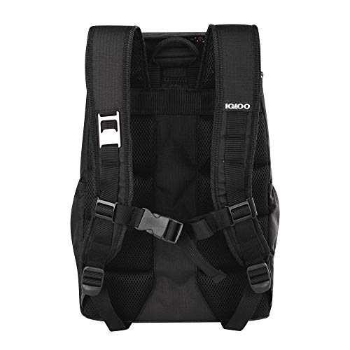 Igloo 30 Can Large Portable Insulated Soft Cooler Backpack Carry Bag, Black/Red