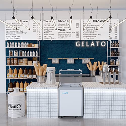 Koolmore KM-26FG 26 inch Commercial Ice Cream Dipping Cabinet Display Case with Sneeze Guard, 4 Large Displayed Tubs, Sliding Glass Door, [5.7 Cu. Ft.] 