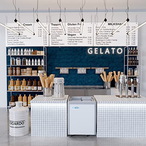 Koolmore KM-ICD-26SD 26 inch Commercial Ice Cream Dipping Cabinet Display Case, 4 Large Displayed Tubs, 2 Storing Tube, Sliding Glass Door, Rolling Wheels and Lockable Breaks [5.7 Cu. Ft.] White