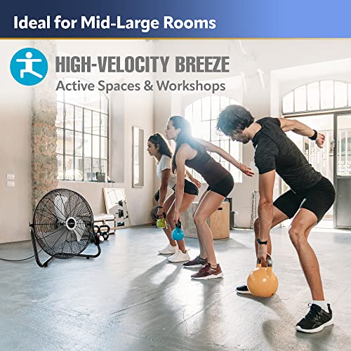 Lasko 2264QM 20", High-Velocity Commercial Grade QuickMount, Converts from Floor Wall Mount Fan Ideal for Garages, Basements, Gyms, 7 x 22 x 22 inches, Black Silver