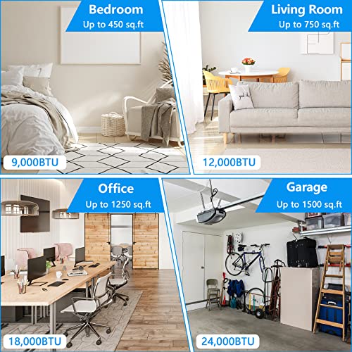 ROVSUN ‎AC-Black-12K-115V 12,000 BTU Mini Split Air Conditioner & Heater, 19 SEER 115V Energy Saving Inverter Ductless Wall AC Unit with Pre-Charged Condenser, Heat Pump & Installation Kit, Black