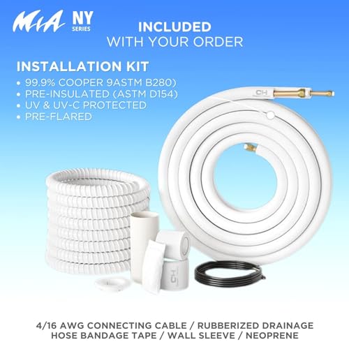 Cooper & Hunter ‎CH-NY18MIA-230VO/I 18,000 BTU, 230V 19 SEER Ductless Mini Split AC/Heating System Pre-Charged Inverter Heat Pump with 16ft Installation Kit