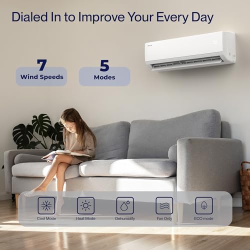 DELLA ‎048-IF-22K2V-17S-I+O 22000 BTU Mini Split Air Conditioner 17 SEER2 Cools up to 1500 Sq. Ft, 230V, Works with Alexa, Wifi Enabled Air Conditioner & Heater Ductless Inverter System with Heat Pump,16ft Installation Kit