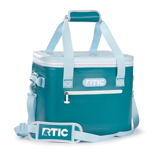 RTIC Soft Cooler 30 Can, Insulated Bag Portable Ice Chest Box for Lunch, Beach, Drink, Beverage, Travel, Camping, Picnic, Car, Trips, Floating Cooler Leak-Proof with Zipper, Deep Harbor
