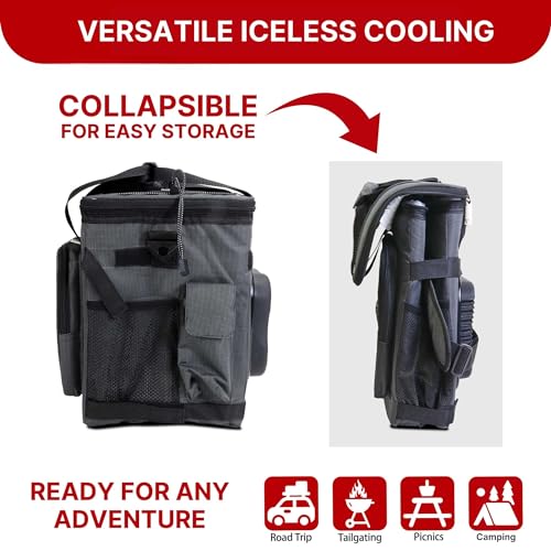 Koolatron Electric Portable Cooler Plug in 12V Car Cooler Bag, 26 qt (25 L) Black/Gray Soft-Sided Portable Car Fridge w/DC Power Cord, Adjustable Shoulder Strap, Cord Storage, Road Trip
