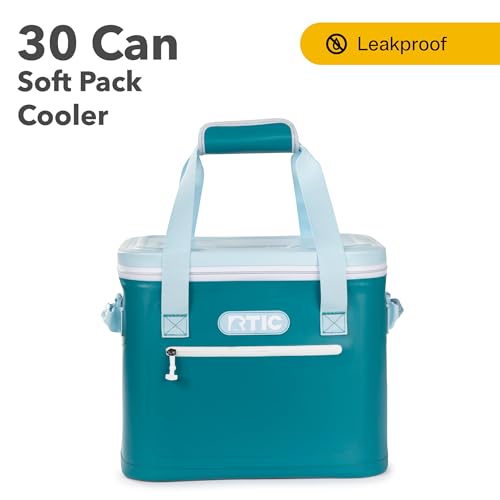 RTIC Soft Cooler 30 Can, Insulated Bag Portable Ice Chest Box for Lunch, Beach, Drink, Beverage, Travel, Camping, Picnic, Car, Trips, Floating Cooler Leak-Proof with Zipper, Deep Harbor