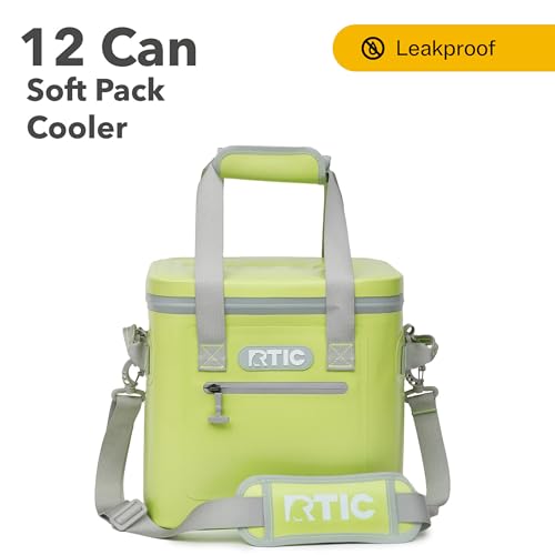 RTIC Soft Cooler 12 Can, Insulated Bag Portable Ice Chest Box for Lunch, Beach, Drink, Beverage, Travel, Camping, Picnic, Car, Trips, Floating Cooler Leak-Proof with Zipper, Citrus