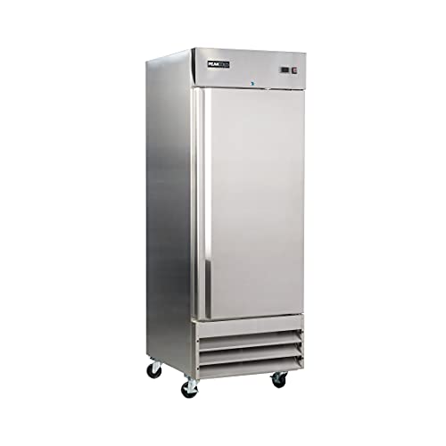 PEAKCOLD Single Door Commercial Reach In Stainless Steel Freezer, White Interior; 23 Cubic Ft, 29 Wide inch
