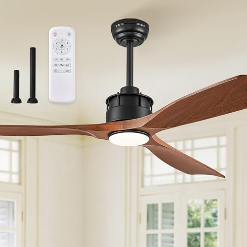 Fanbulous DMCF-01 52" Ceiling Fans with Lights and Remote Control, Flush Mount Ceiling Fan with 3 LED Colors,Outdoor Ceiling Fans with 2 Downrods 6-Speeds Reversible DC Motor for Patio Bedroom Living Room