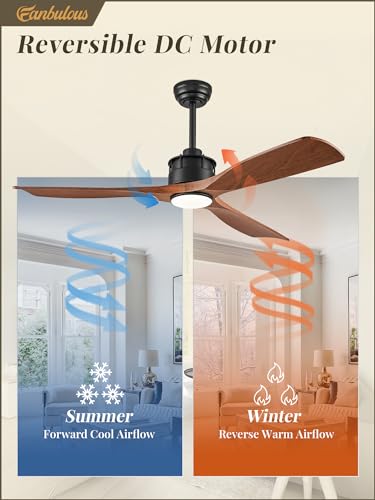 Fanbulous DMCF-01 52" Ceiling Fans with Lights and Remote Control, Flush Mount Ceiling Fan with 3 LED Colors,Outdoor Ceiling Fans with 2 Downrods 6-Speeds Reversible DC Motor for Patio Bedroom Living Room