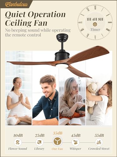 Fanbulous DMCF-01 52" Ceiling Fans with Lights and Remote Control, Flush Mount Ceiling Fan with 3 LED Colors,Outdoor Ceiling Fans with 2 Downrods 6-Speeds Reversible DC Motor for Patio Bedroom Living Room
