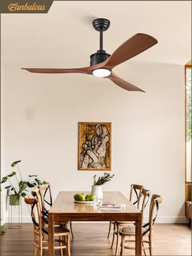 Fanbulous DMCF-01 52" Ceiling Fans with Lights and Remote Control, Flush Mount Ceiling Fan with 3 LED Colors,Outdoor Ceiling Fans with 2 Downrods 6-Speeds Reversible DC Motor for Patio Bedroom Living Room