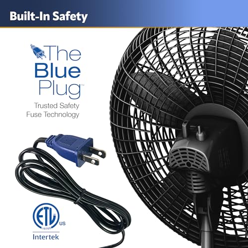 Lasko 1827 Oscillating Pedestal Fan, Adjustable Height, 3 Speeds, for Bedroom, Living Room, Home Office and College Dorm Room, 18", Black