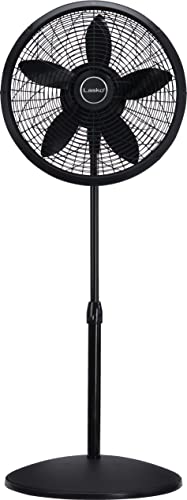 Lasko 1827 Oscillating Pedestal Fan, Adjustable Height, 3 Speeds, for Bedroom, Living Room, Home Office and College Dorm Room, 18", Black