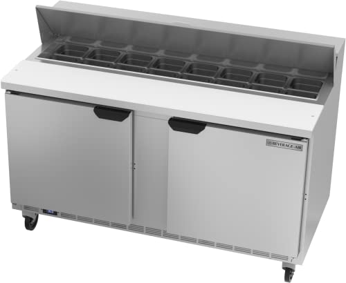 Beverage Air SPE60HC-16 60" W Two Door Refrigerated Sandwich/Salad Prep Table, 16.02 Cu. Ft. Capacity