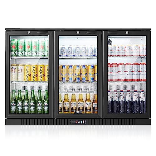 BODEGACOOLER LG-330HA Back Bar Cooler With 3 Glass Doors,Counter Height Beverage Refrigerator,11.4Cu.Ft Commercial Display Bar Fridge with LED Lighting,21 inch Beverage Cooler for Beer,Soda Drinks,Wine