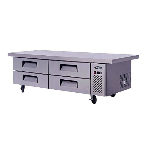Atosa MGF8454GR 76" 4-Drawer Refrigerator Chef Base Heavy-Duty Worktop for Restaurant Hotel Cafeteria| 12.1 Cu. Ft. Capacity, 706 lbs Holding Weight | Stainless Steel, 115V |Includes: Gastronorm Pans