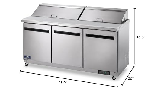 Arctic Air AST72R 71.5-Inch 3-Door Refrigerated Sandwich/Salad Prep Table, 115v