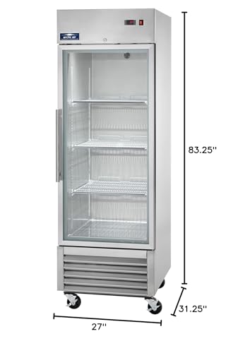 Arctic Air AGR23 27" One Section Glass Door Reach-In Refrigerator, Single Door, 23 Cubic Feet, 115v