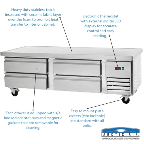Arctic Air ARCB72 74" Four Drawer Refrigerated Chef Base, Stainless Steel, 115v