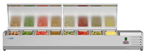 KoolMore SCDC-8P-SSL Refrigerated Prep Table 71 Inch, Silver - Pans Included