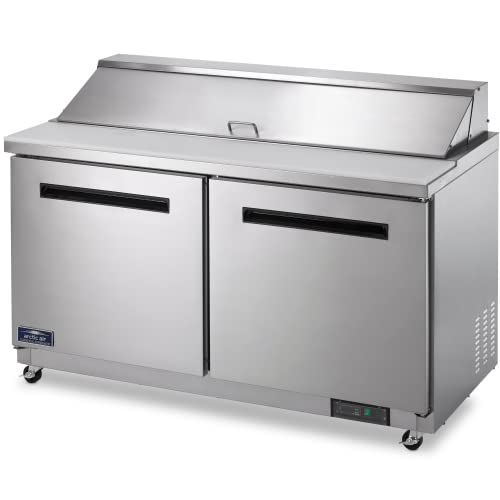 Arctic Air AMT60R 61.25 Inch Two Door Mega Top Refrigerated Sandwich/Salad Prep Table With Refrigerated Base, 115v, Stainless Steel