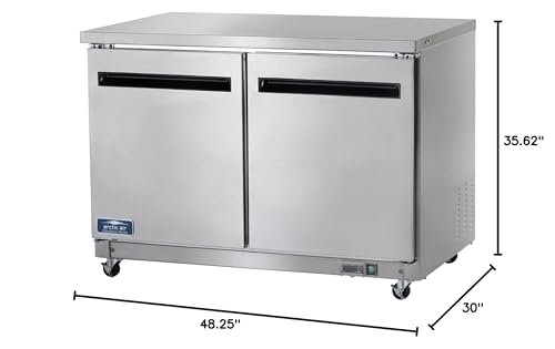 Arctic Air AUC48R 48" Undercounter Worktop Refrigerator - 12 Cubic Feet, 2 Section, 2 Doors, Stainless Steel, 115v