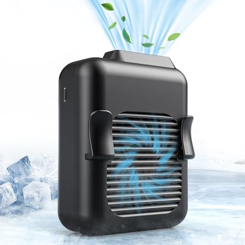 Koonie NF08 Portable Waist Fan Rechargeable, Strong Airflow 23H Working Time Hands-free Personal Necklace Fan, USB Belt Fan for Shirt, Fishing Gardening Climbing Cycling Farm Work Hiking