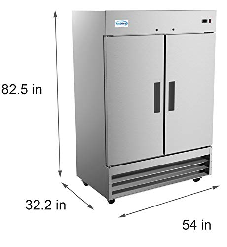 KoolMore - RIF-2D--SS 54" 2 Door Stainless Steel Upright Commercial Reach-in Freezer - 47 cu. ft (RIF-2D-SS)