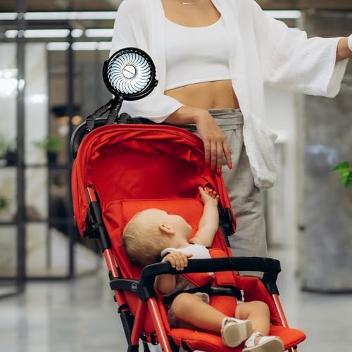Comfort Zone MTD08-GRY Flexible Tri-Pod Stroller Fan, Rechargeable, Mini, Portable, 4 inch, 3 Speed, 2-3 Hour Charge Time, Secure Hold, Ideal for Strollers, Cribs, Car Seats, or Children’s Room