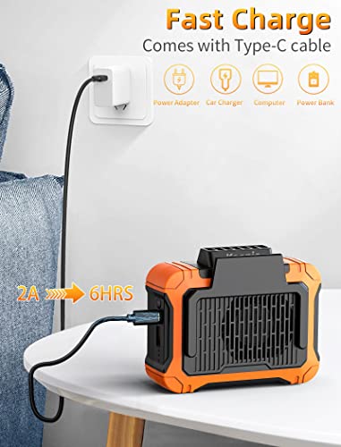 Koonie NF201 10000mAh Waist Clip Fan with Solar Panel, 30H Working Time, Personal LED Light, Battery Powered Belt Fan, Strong Airflow, 3 Speeds, Body for Outdoor, Working, Camping, Hiking