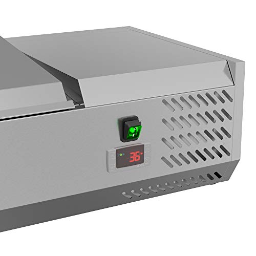 KoolMore SCDC-8P-SSL Refrigerated Prep Table 71 Inch, Silver - Pans Included