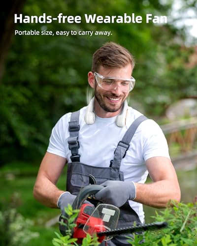 Koonie NF234 Fan Rechargeable 5 Speeds, Portable Personal Fan, Hands Free Bladeless Fan, Battery Operated Wearable Fan Adjustable, Screen Design, 4-12 Hours, Cooling Fan For Travel, Outdoor, Indoor