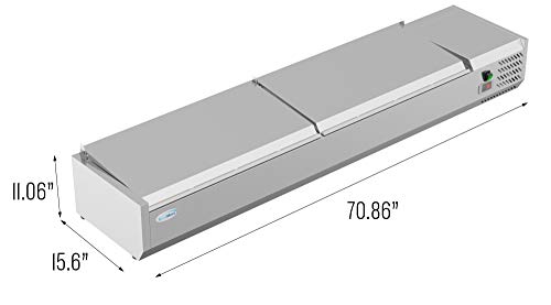 KoolMore SCDC-8P-SSL Refrigerated Prep Table 71 Inch, Silver - Pans Included